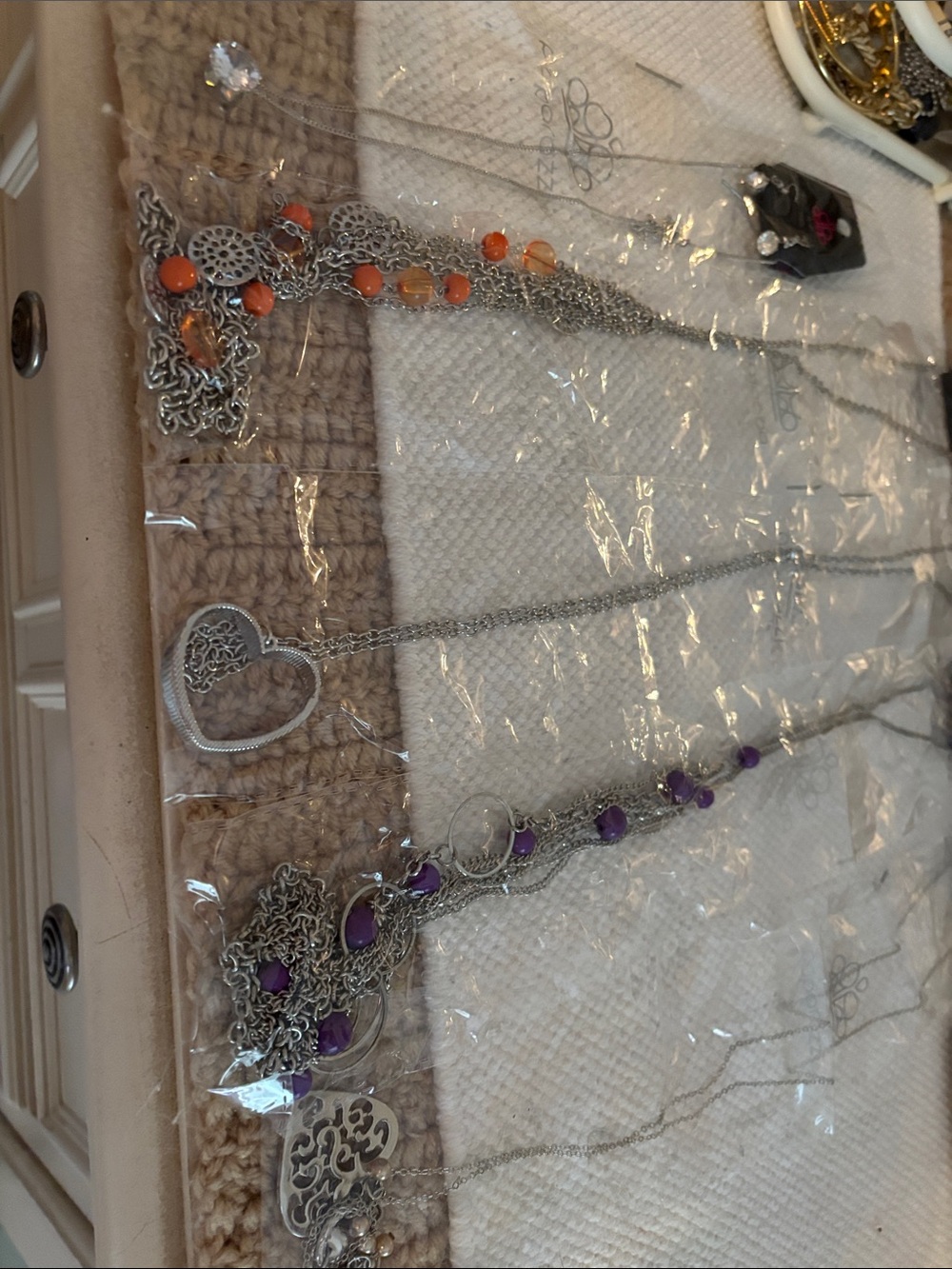 paparazzi Silver-Tone Necklace Set with Purple and Orange Beads